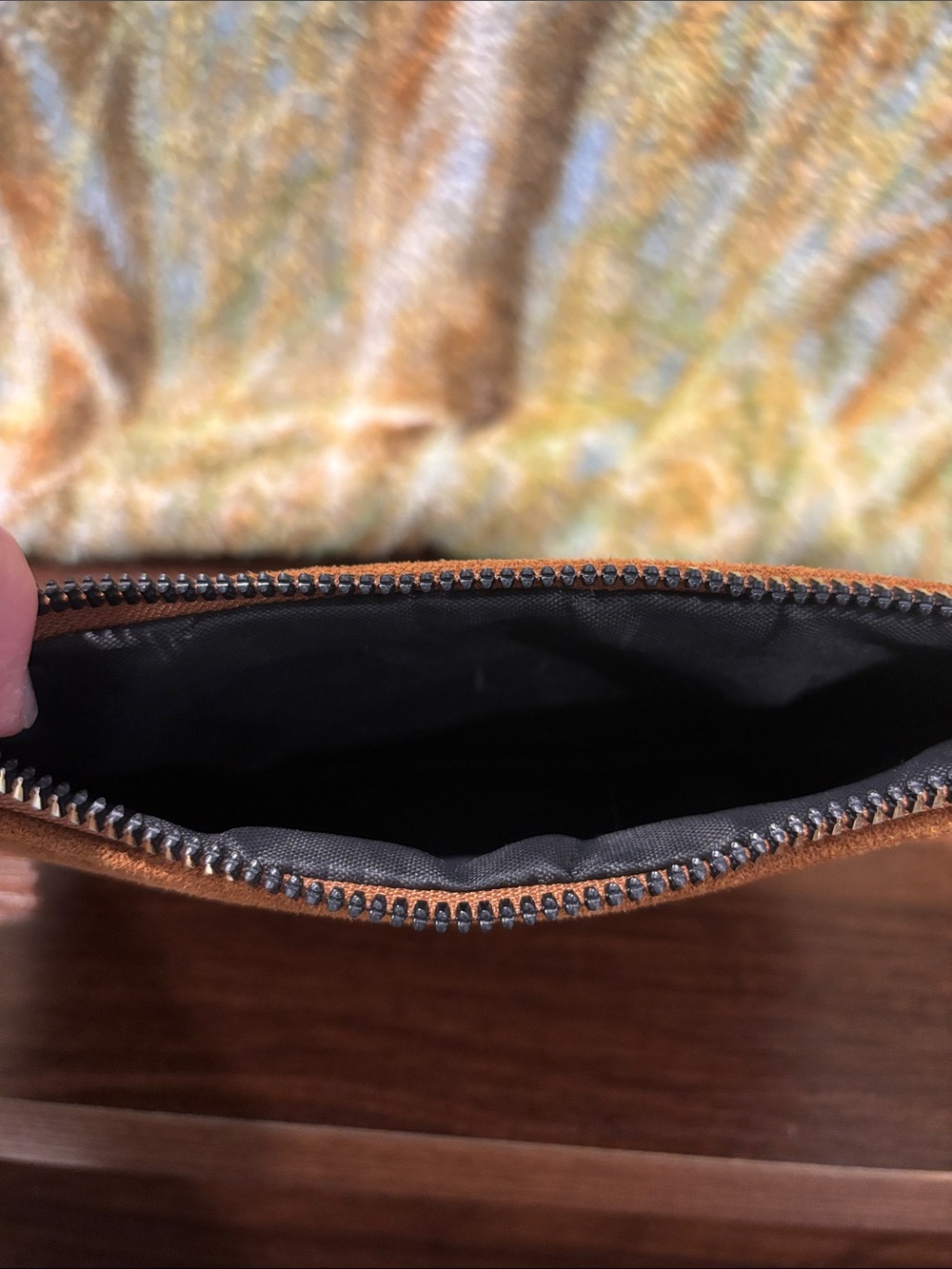 BearPaw Chestnut Suede Wristlet with Cream Shearling Trim - Picture 3 of 9